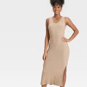 Universal Thread Beige Sleeveless Midi Dress